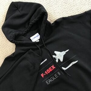 Boeing F-15EX Eagle II Fighter Jet Graphic Hoodie Black Mens 2XL Aviation